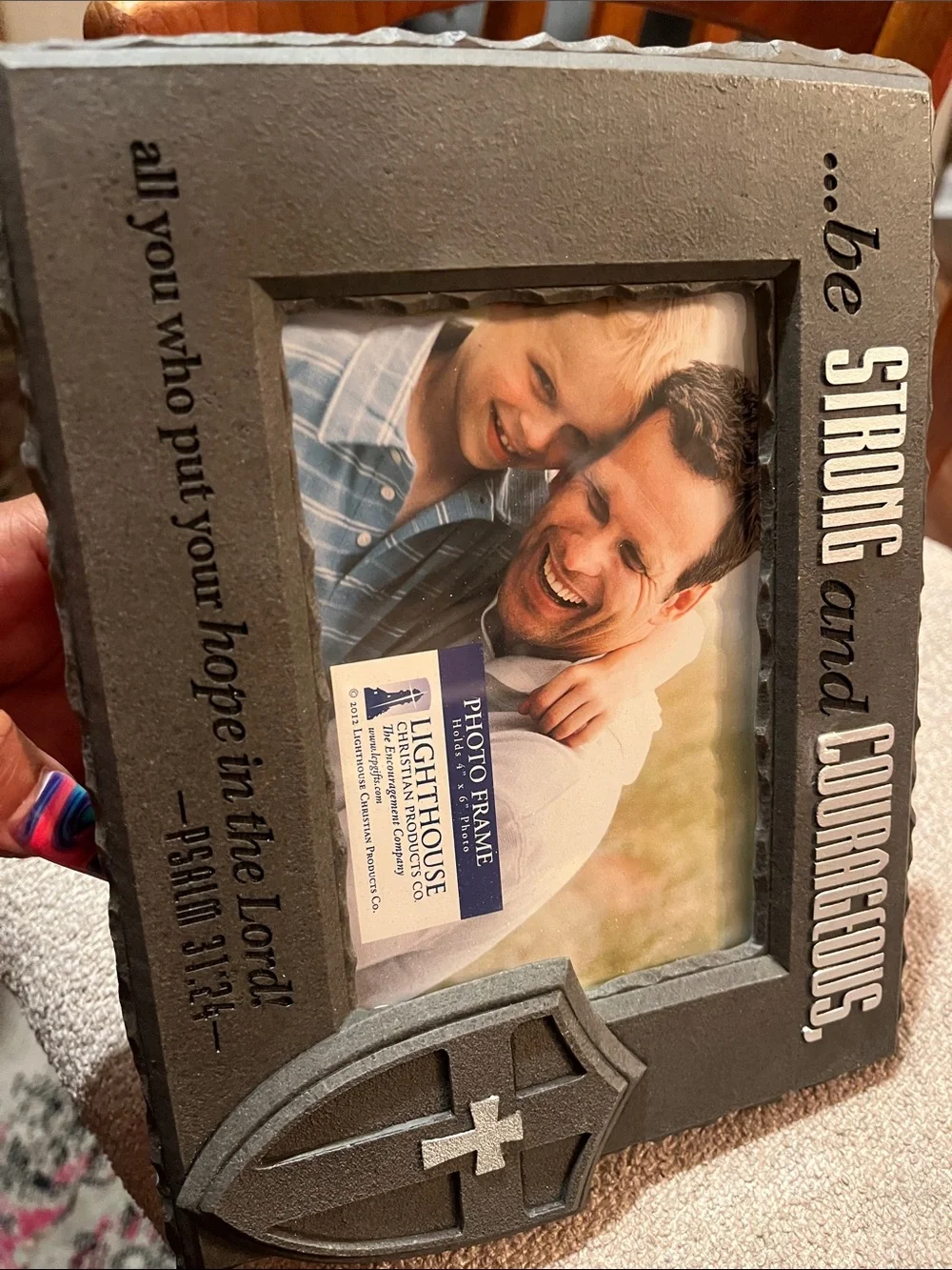 Cast Stone - “Be Strong and Courageous” Black Photo Frame